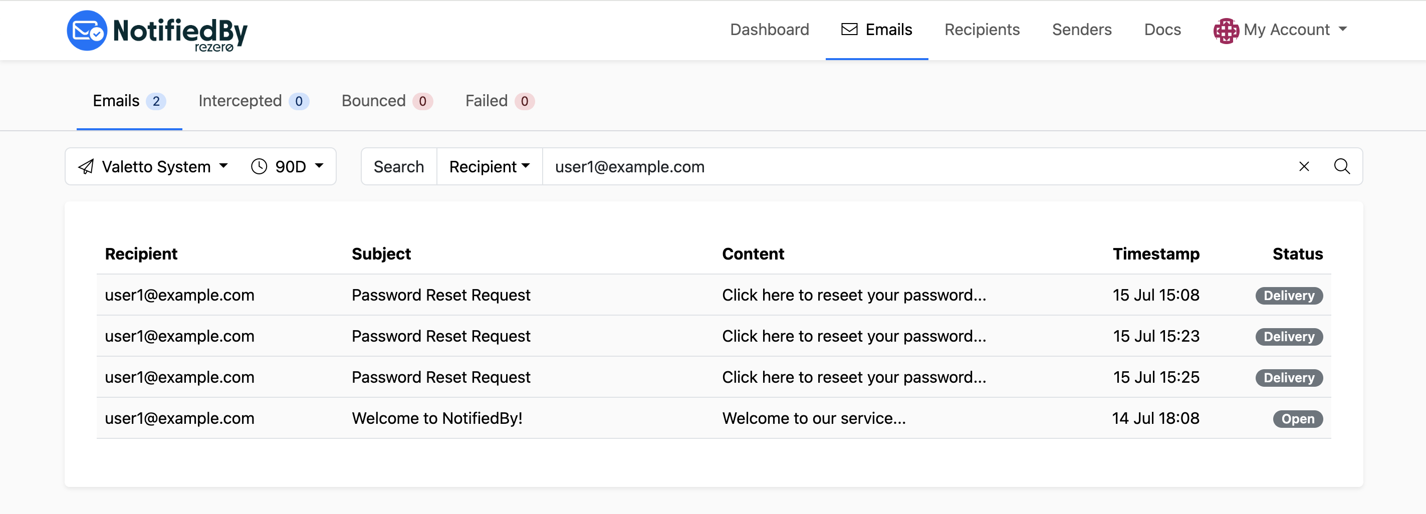 Search sent emails UI illustration